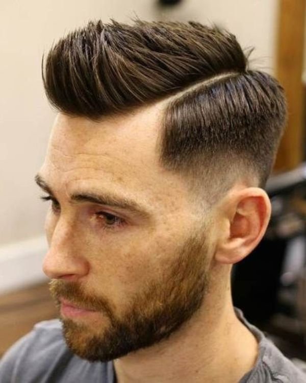 Cool Hard Side Part Fade with Spiky Fringe