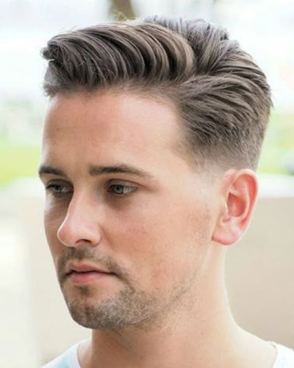 Side Swept Hairstyle with Short Sides