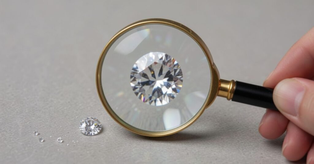 Magnifying Glass (Loupe) Test of diamond